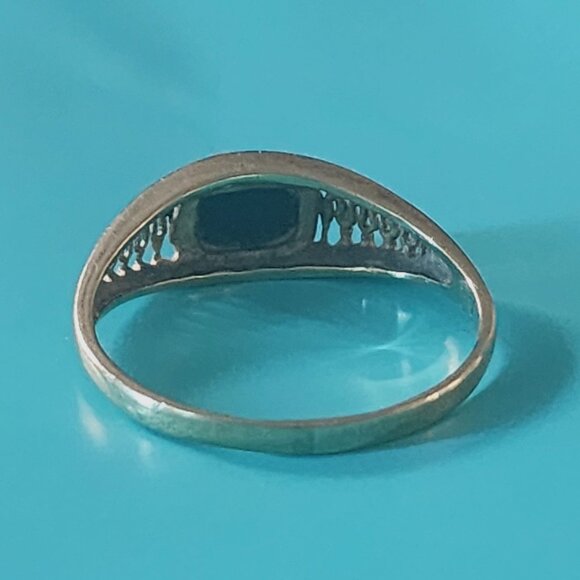 Vintage 14KT Gold and Black Onyx Ring Custom Made in Holland-Women's Size 9 1/4 - Picture 7 of 10